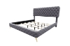 Picture of ZARAGO Linen Upholstered Button-Tufted Bed Frame in Queen/Eastern King Size (Light Grey)
