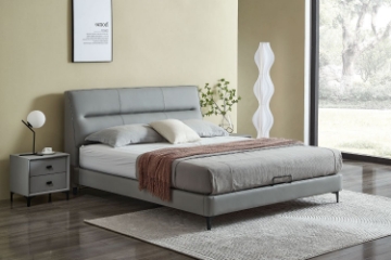 Picture of CUBA Genuine Leather Bed Frame in Queen Size (Dark Grey)