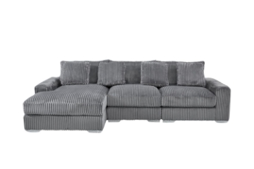 Picture of WINSTON Corduroy Modular Sectional Sofa (Grey) - Facing Left without Ottoman (3PC Set )