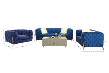 Picture of VIGO Chesterfield Tufted Velvet Sofa Range (Blue)