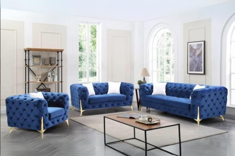 Picture of VIGO Chesterfield Tufted Velvet Sofa Range (Blue)