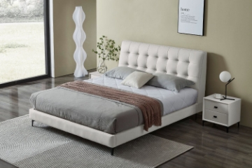 Picture of AUGUSTA Genuine Leather Bed Frame in Queen Size (Light Grey)