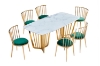 Picture of MARBELLO Marble Top 7PC Dining Set (Green Chairs)