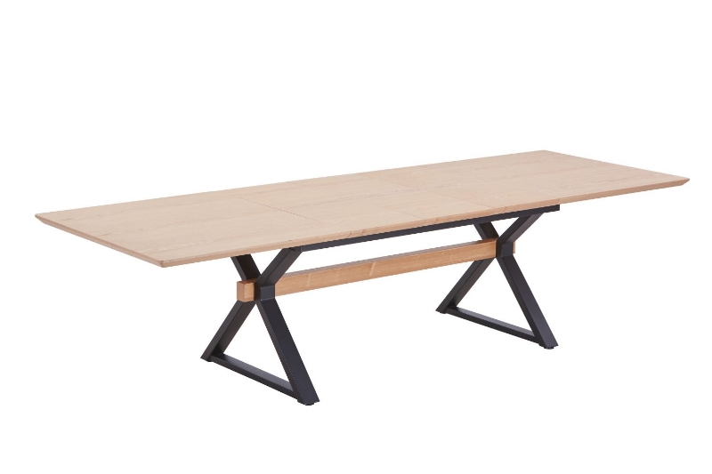 Picture of CAPITOL 70.8"-118" Adjustable & Extendable Dining Table with Metal Black Legs (Natural)