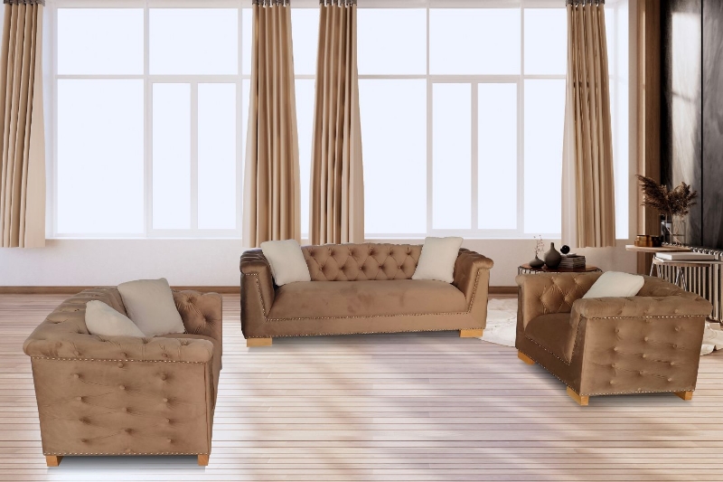Picture of MALMO Velvet Sofa Range with Pillows (Brown)