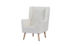 Picture of MOSSMAN Teddy Fabric Lounge Chair Natural Wood Legs (White)