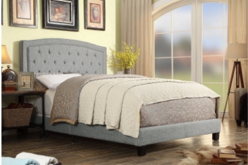 Picture of OWEN 100% Linen Upholstered & Button-Tufted Bed Frame in Double Size (Light Grey) 