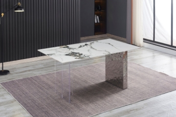 Picture of REGUS 63" Ceramic Top Acrylic Steel Leg Dining Table