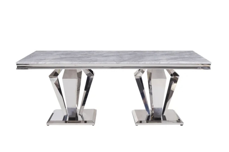 Picture of OPERA 71" Marble Top with Stainless Steel Frame Dining Table (Light/Dark Grey)