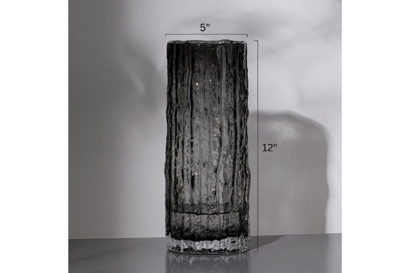 Picture of GLACIER-SHAPED Glass Vase (Smoke Grey) - Tall