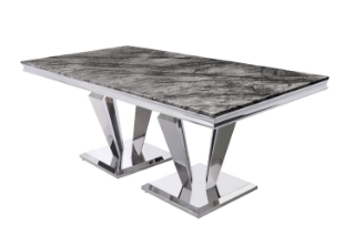 Picture of OPERA 71" Marble Top with Stainless Steel Frame Dining Table - Dark Grey