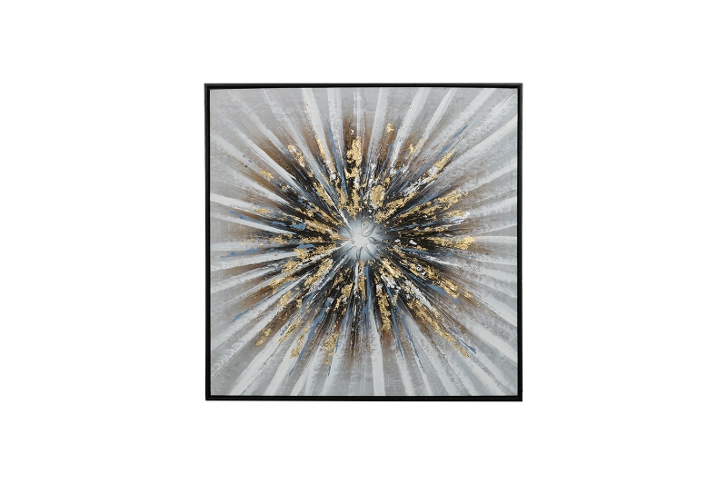 Picture of H84 31"x31" Black Frame Hand Oil Painting Canvas Wall Art 