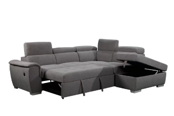 Picture of CAPRI Pull-Out Sectional Sofa Bed with Storage Ottoman and USB Port (Grey)