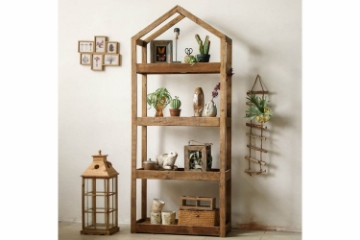 Picture of ELMORE 100% Reclaimed Pine Wood Scandi 4-Tier Shelf (78.3" x 33.4")