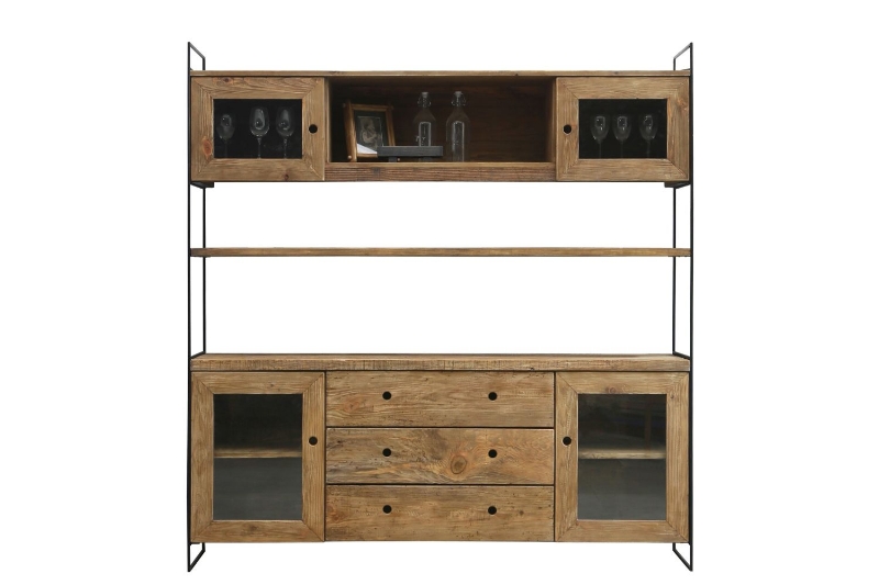 Picture of ELMORE Reclaimed Pine Wood Cabinet Shelf/Display Cabinet (74.8" x 70.8")