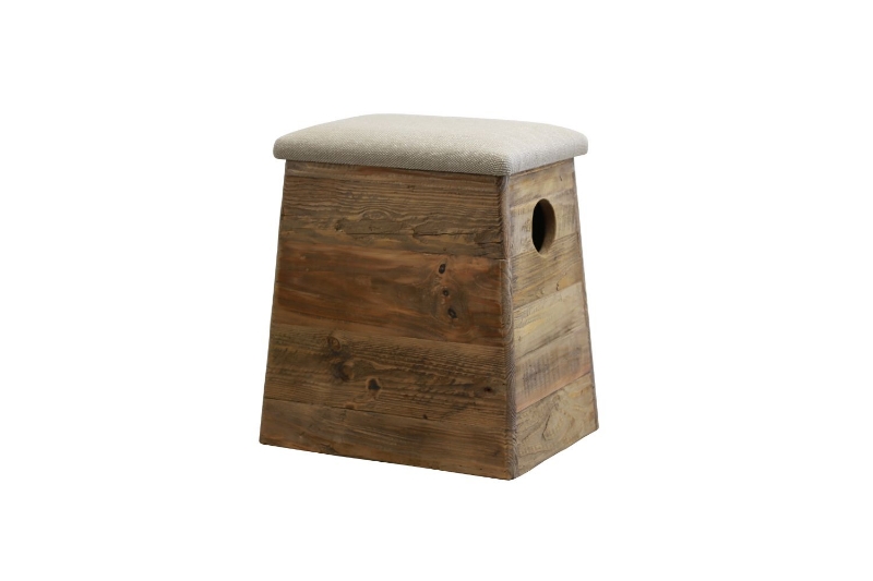 Picture of RUSSELL Reclaimed Pine Wood Stool with Storage (17.7" Tall)