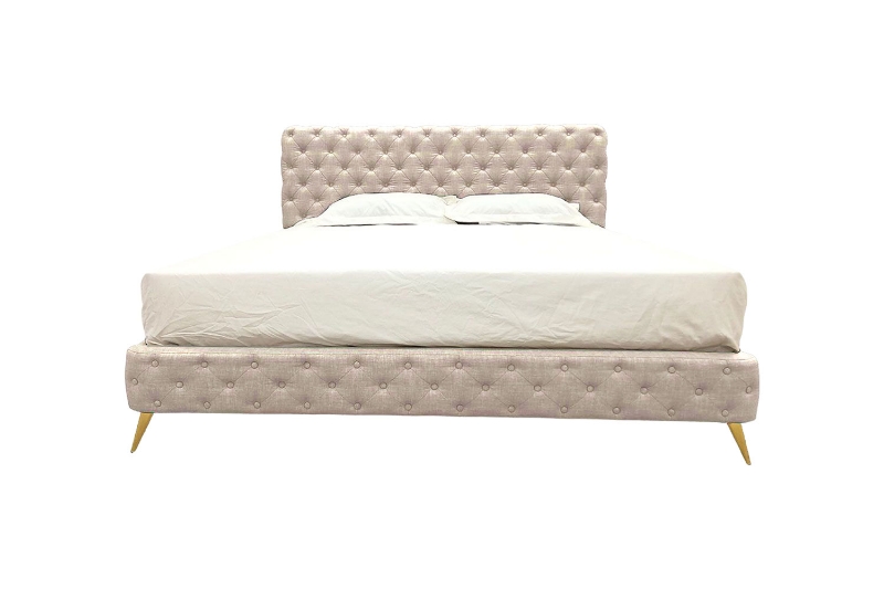 Picture of ZARAGO Linen Upholstered Button-Tufted Bed Frame  (Beige) - Eastern King Size