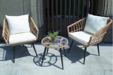 Picture of MOROSO 3PC Aluminum Frame Rattan Outdoor Patio Set with Bistro Table