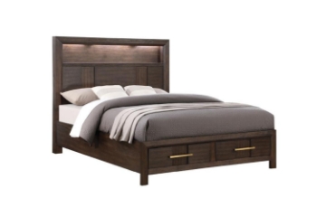 Picture of HOPKINS Storage Bed Frame with Built-in Shelf & Lamps in Queen/Eastern King Size
