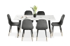 Picture of BIJOK 63" 7PC Dining Set (White Marble Finishing) - 1 Dining Table with 6 Gray Chairs