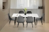 Picture of BIJOK 63" 7PC Dining Set (White Marble Finishing) - 1 Dining Table with 6 Gray Chairs