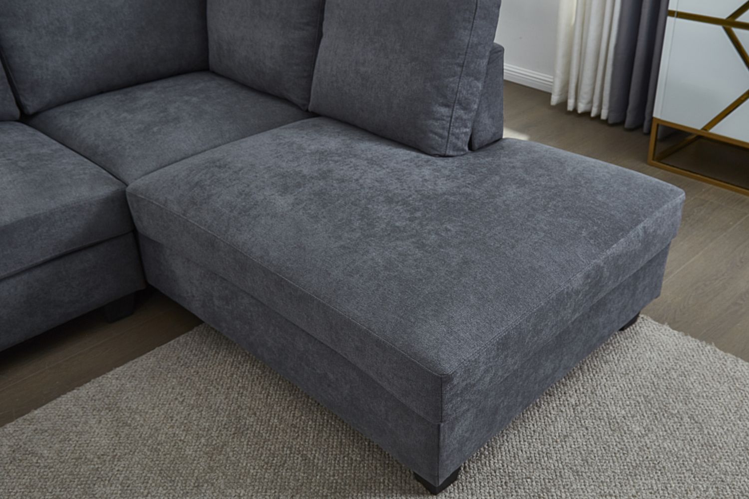 LIBERTY Sectional Fabric Sofa (Dark Grey) Right Hand Facing Chaise