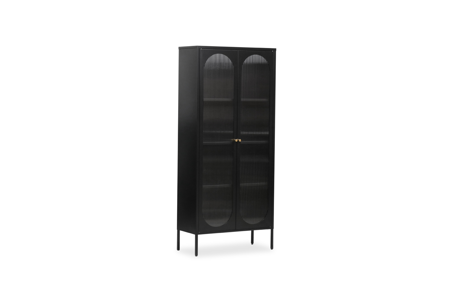 Elegant Black Double Door Glass Display Cabinet