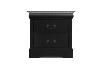 Picture of LOUIS 2-Drawer Hevea Wood Nightstand with LED Lighting (Black)