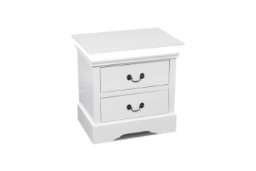 Picture of LOUIS 2-Drawer Hevea Wood Nightstand with LED Lighting (White)