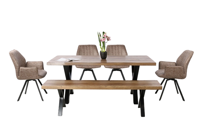 Picture of GALLOP 6PC Dining Set - (1 Dining Table + 1 Bench + 4 Swirl Dining Chairs)
