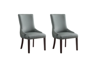 Picture of MODWAY Button Tufted PU Leather Dining Chair (Light Gray) - 2PC in 1 Carton