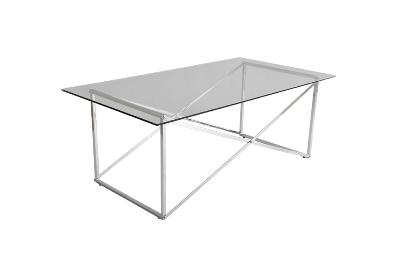 Picture of CROSS 47" Clear Glass Top Coffee Table with Silver Base