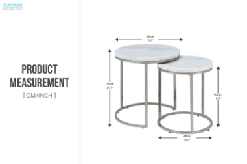 Picture of AYDAN Nesting Side Table with White Marble Top and Silver Legs