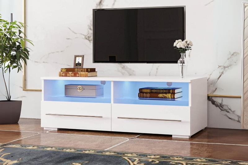 Picture of ONEL 39.5" TV Stand with LED Lighting (White)
