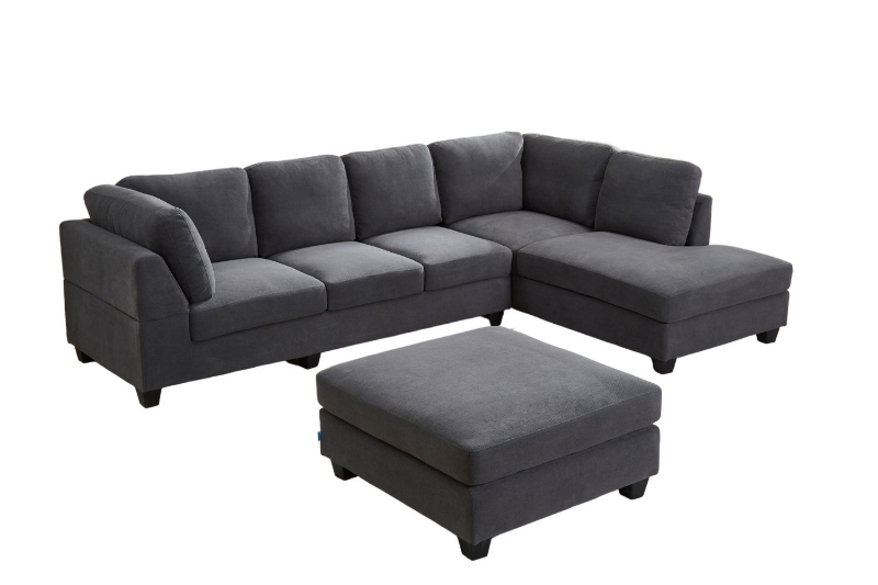 Picture of LIBERTY Premium Sectional Sofa (Dark Gray) - Chaise Facing Right with Ottoman