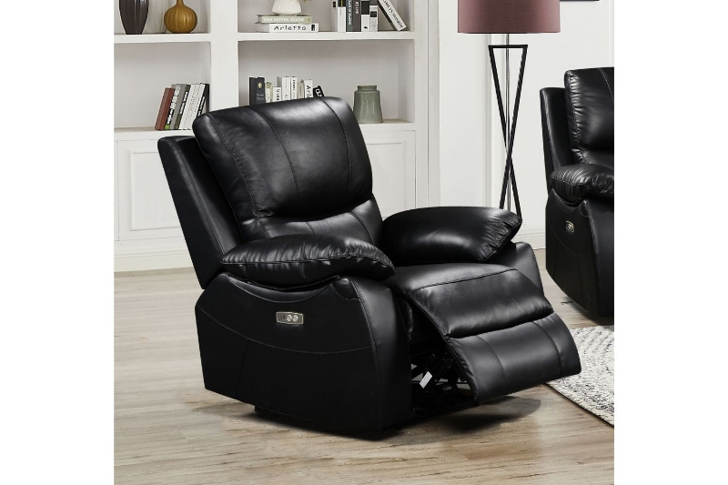 Picture of KEATON Leather Power Reclining Sofa Range (Black) - Loveseat with Console & Bluetooth Speaker(2RRC)