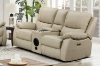 Picture of KEATON Leather Power Reclining 2RRC Loveseat Sofa with Console & Bluetooth Speaker (Latte)