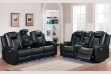 Picture of MONROSE Air Leather Dual Power Reclining Sofa Range with Bluetooth Speaker + USB Port & LED Lighting (Black)