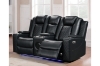 Picture of MONROSE Air Leather Power Reclining Sofa Range (Black) - Loveseat + Sofa Set