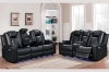 Picture of MONROSE Air Leather Power Reclining Sofa Range (Black) - Loveseat + Sofa Set