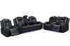Picture of MONROSE Air Leather Dual Motor Reclining Sofa Range (Black) - Armchair + Loveseat + Sofa Set