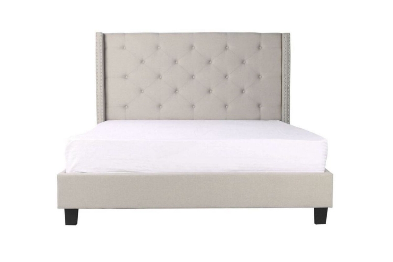 Picture of ELY Upholstered Platform Bed in Queen Size  (Light Gray)