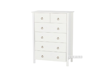 Picture of METRO 6-Drawer Solid Pine Wood Chest (White)