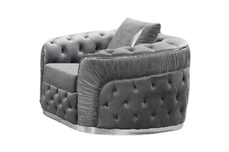 PIEDMONT Chesterfield Velvet Sofa Range Grey Armchair 1 Seater