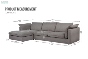 Picture of SERENA Feather-Filled Fabric Sectional Sofa (Dark Grey)