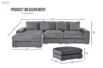 Picture of WINSTON Corduroy Modular Sectional Sofa with Ottoman (Grey)