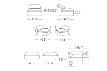 Picture of FEATHERSTONE Feather Filled Modular Sofa Range | Water, Oil & Dust Resistant Fabric (Grey)