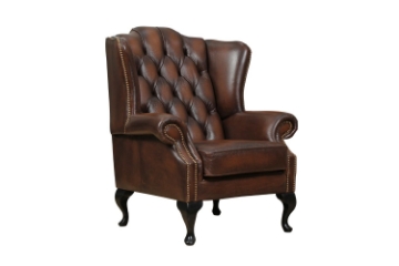 Picture of WILLIFORD 100% Genuine Leather Chesterfield High Back Wing Armchalr/Sofa Chair (Tobacco)