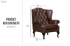 Picture of WILLIFORD 100% Genuine Leather Chesterfield High Back Wing Armchalr/Sofa Chair (Tobacco)