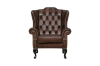Picture of WILLIFORD 100% Genuine Leather Chesterfield High Back Wing Armchalr/Sofa Chair (Tobacco)